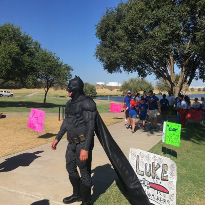 Lubbock Batman at a walk for Team Luke