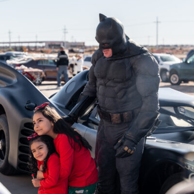 Lubbock Batman at A Plus Super Storage for Santa's Pajama Party!