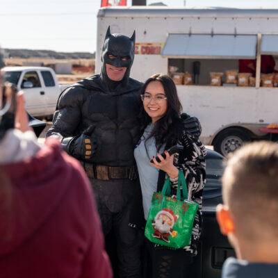 Lubbock Batman at A Plus Super Storage for Santa's Pajama Party!