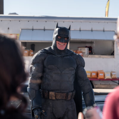 Lubbock Batman at A Plus Super Storage for Santa's Pajama Party!