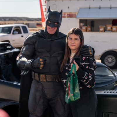 Lubbock Batman at A Plus Super Storage for Santa's Pajama Party!