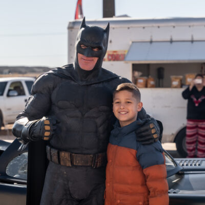 Lubbock Batman at A Plus Super Storage for Santa's Pajama Party!