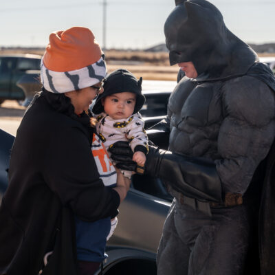 Lubbock Batman at A Plus Super Storage for Santa's Pajama Party!