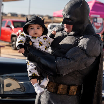 Lubbock Batman at A Plus Super Storage for Santa's Pajama Party!