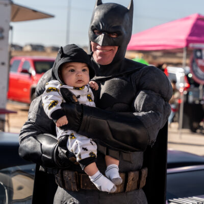 Lubbock Batman at A Plus Super Storage for Santa's Pajama Party!