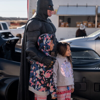 Lubbock Batman at A Plus Super Storage for Santa's Pajama Party!