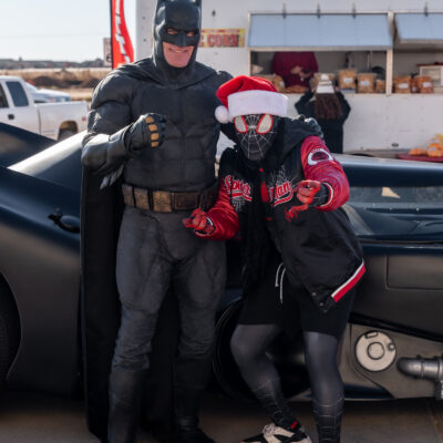 Lubbock Batman at A Plus Super Storage for Santa's Pajama Party!