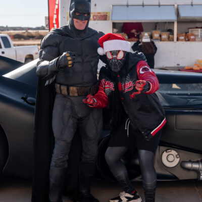 Lubbock Batman at A Plus Super Storage for Santa's Pajama Party!