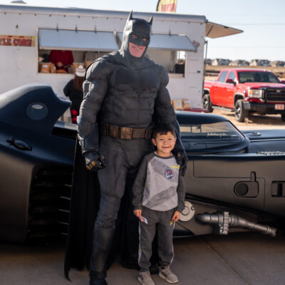 Lubbock Batman at A Plus Super Storage for Santa's Pajama Party!