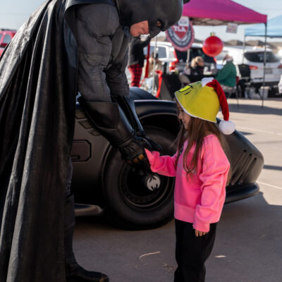 Lubbock Batman at A Plus Super Storage for Santa's Pajama Party!