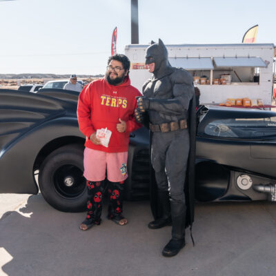 Lubbock Batman at A Plus Super Storage for Santa's Pajama Party!