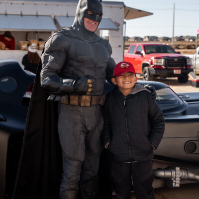 Lubbock Batman at A Plus Super Storage for Santa's Pajama Party!