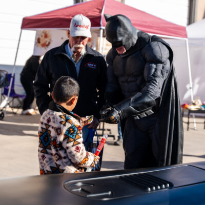 Lubbock Batman at A Plus Super Storage for Santa's Pajama Party!