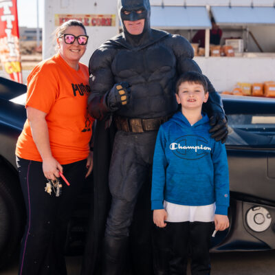 Lubbock Batman at A Plus Super Storage for Santa's Pajama Party!