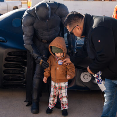 Lubbock Batman at A Plus Super Storage for Santa's Pajama Party!