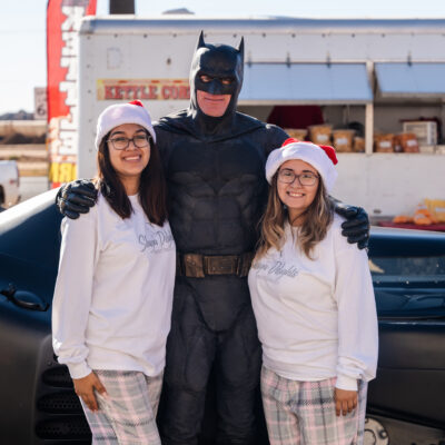 Lubbock Batman at A Plus Super Storage for Santa's Pajama Party!