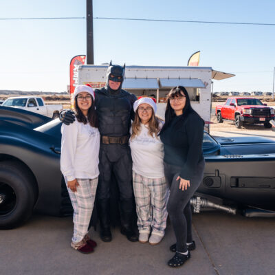 Lubbock Batman at A Plus Super Storage for Santa's Pajama Party!