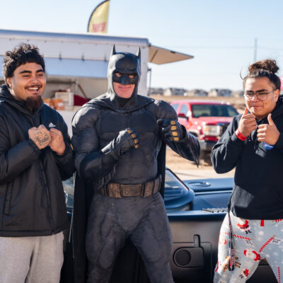 Lubbock Batman at A Plus Super Storage for Santa's Pajama Party!