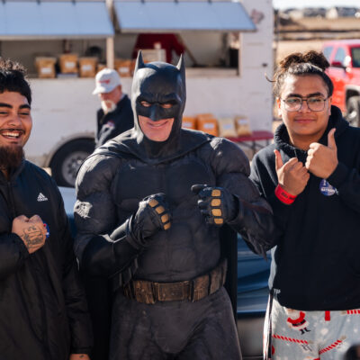 Lubbock Batman at A Plus Super Storage for Santa's Pajama Party!