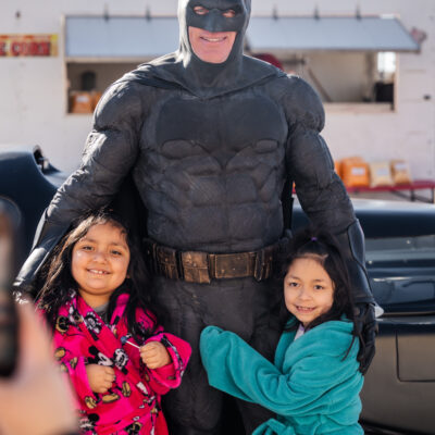 Lubbock Batman at A Plus Super Storage for Santa's Pajama Party!