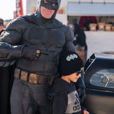 Lubbock Batman at A Plus Super Storage for Santa's Pajama Party!