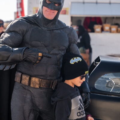 Lubbock Batman at A Plus Super Storage for Santa's Pajama Party!