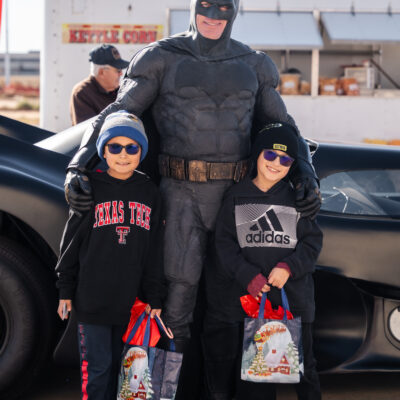 Lubbock Batman at A Plus Super Storage for Santa's Pajama Party!