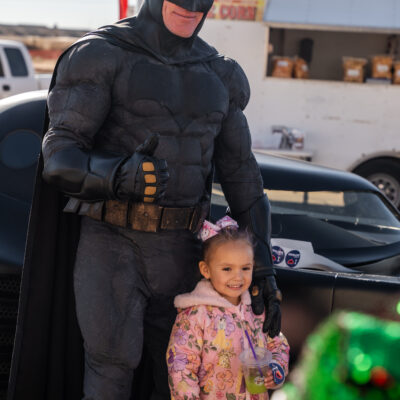 Lubbock Batman at A Plus Super Storage for Santa's Pajama Party!