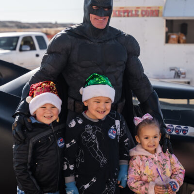 Lubbock Batman at A Plus Super Storage for Santa's Pajama Party!