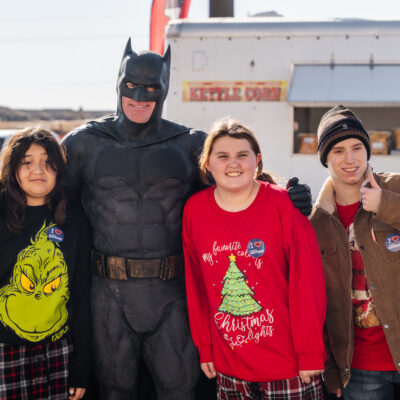 Lubbock Batman at A Plus Super Storage for Santa's Pajama Party!