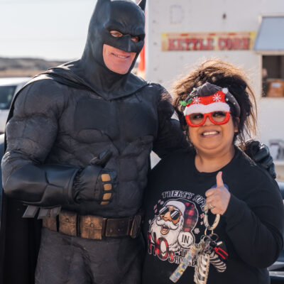 Lubbock Batman at A Plus Super Storage for Santa's Pajama Party!