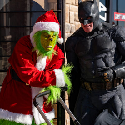 Lubbock Batman at A Plus Super Storage for Santa's Pajama Party!