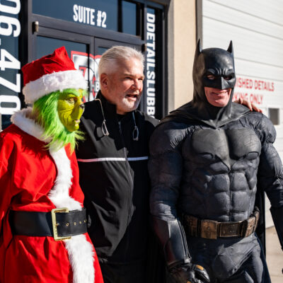 Lubbock Batman at A Plus Super Storage for Santa's Pajama Party!