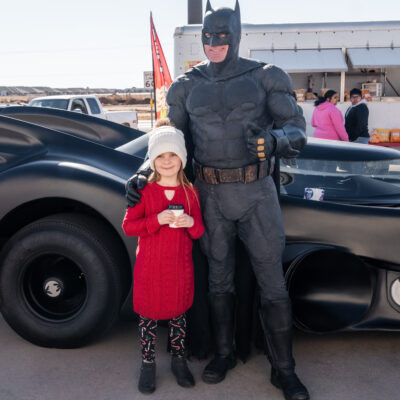 Lubbock Batman at A Plus Super Storage for Santa's Pajama Party!