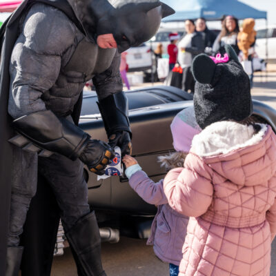 Lubbock Batman at A Plus Super Storage for Santa's Pajama Party!