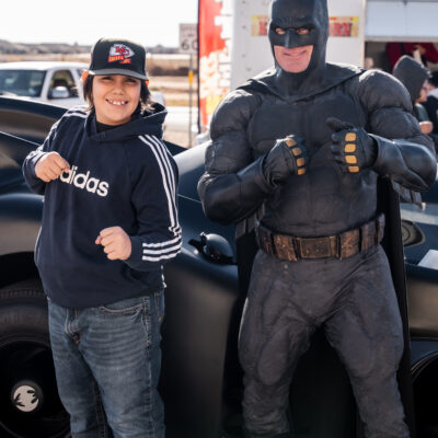 Lubbock Batman at A Plus Super Storage for Santa's Pajama Party!