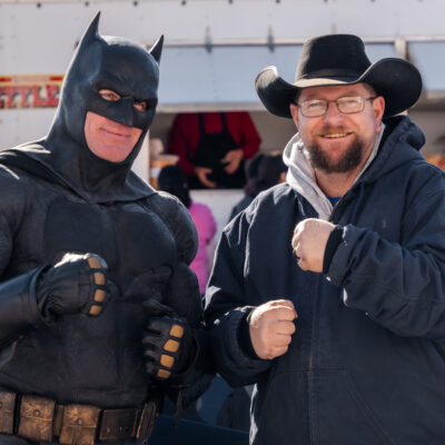 Lubbock Batman at A Plus Super Storage for Santa's Pajama Party!